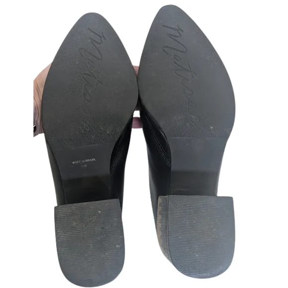 Sculptural Heel Black Leather Mules | Matisse Evie | Modern Minimalist Size 8M - Picture 6 of 9